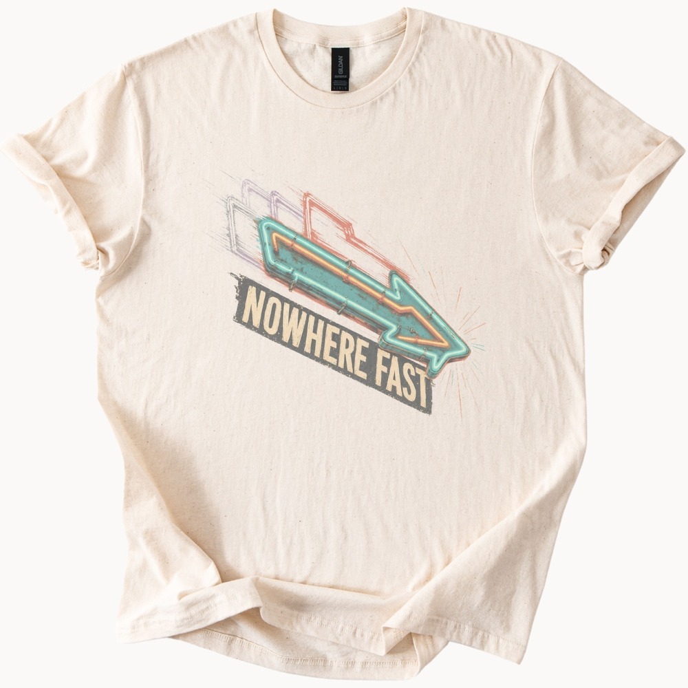 Nowhere Fast Teal Neon Arrow Starburst Tee